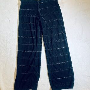 Black Knit Wide-Leg Beach Coverup Pants